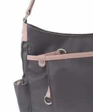 BKRGD94160 MK MICHEL KLEIN BAG(MK ミッシェルクラン バッグ) [撥水/軽量]アクセントレザーショルダーバッグ ブラウン×ピンク