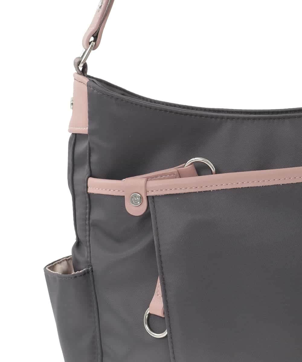 BKRGD94160 MK MICHEL KLEIN BAG(MK ミッシェルクラン バッグ) [撥水/軽量]アクセントレザーショルダーバッグ ブラウン×ピンク