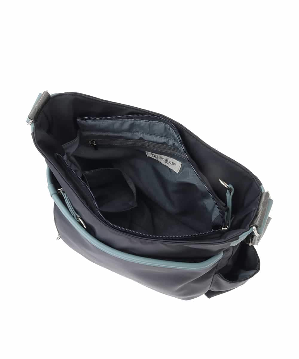 BKRGD94160 MK MICHEL KLEIN BAG(MK ミッシェルクラン バッグ) [撥水/軽量]アクセントレザーショルダーバッグ ブラウン×ピンク