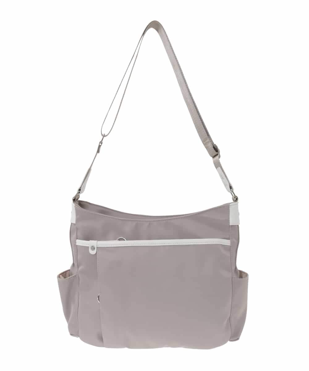 BKRGD94160 MK MICHEL KLEIN BAG(MK ミッシェルクラン バッグ) [撥水/軽量]アクセントレザーショルダーバッグ グレージュ×オフホワイト