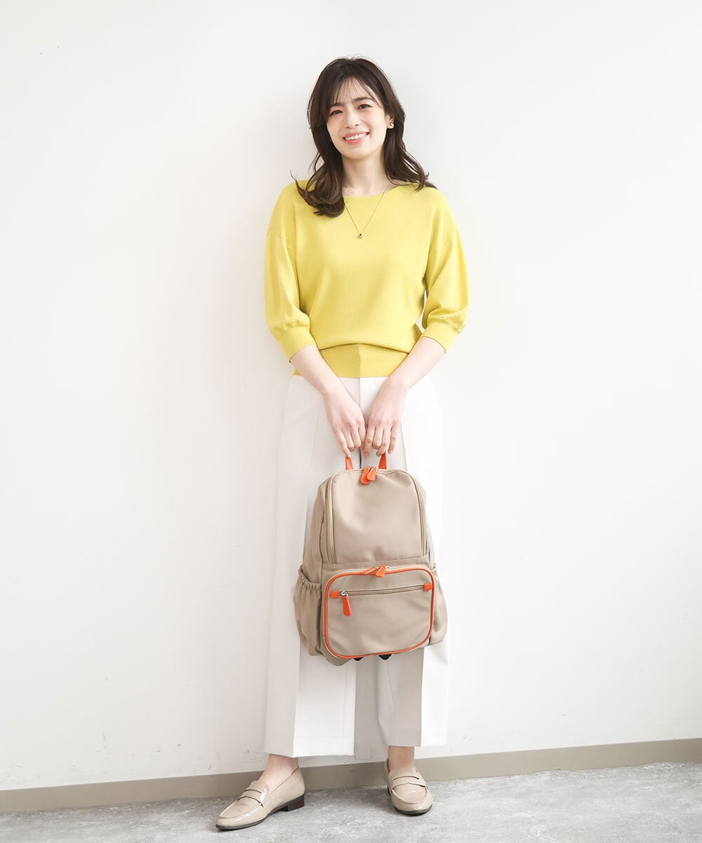 BKRGD96170 MK MICHEL KLEIN BAG(MK ミッシェルクラン バッグ) [撥水/A4収納可]多機能ポケットパイピングデザインリュック ベージュ×オレンジ