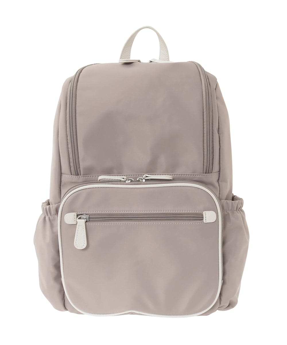BKRGD96170 MK MICHEL KLEIN BAG(MK ミッシェルクラン バッグ) [撥水/A4収納可]多機能ポケットパイピングデザインリュック ベージュ×オレンジ
