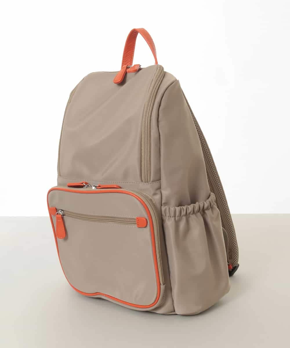 BKRGD96170 MK MICHEL KLEIN BAG(MK ミッシェルクラン バッグ) [撥水/A4収納可]多機能ポケットパイピングデザインリュック ベージュ×オレンジ