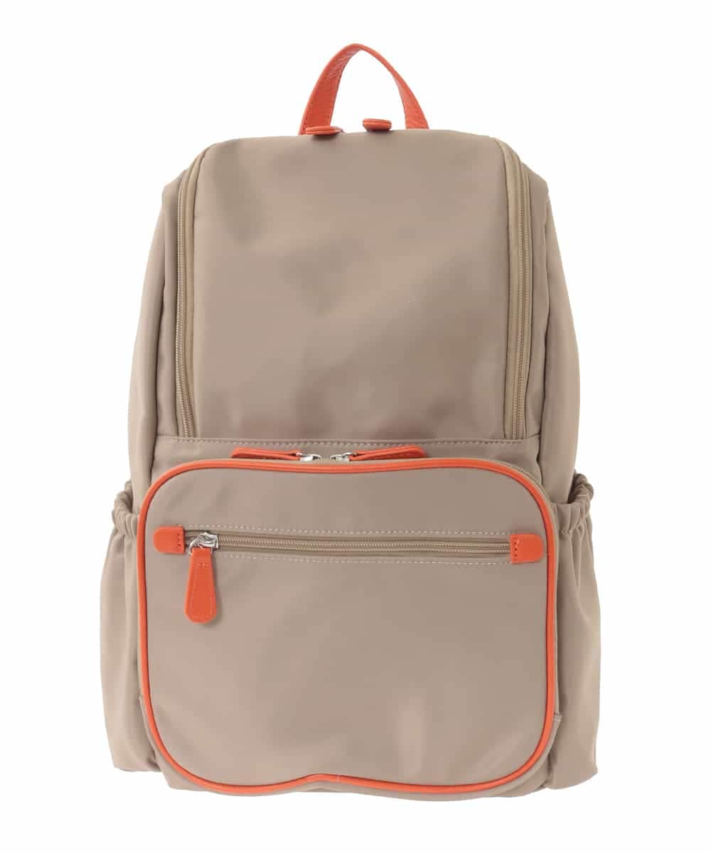 BKRGD96170 MK MICHEL KLEIN BAG(MK ミッシェルクラン バッグ) [撥水/A4収納可]多機能ポケットパイピングデザインリュック ベージュ×オレンジ