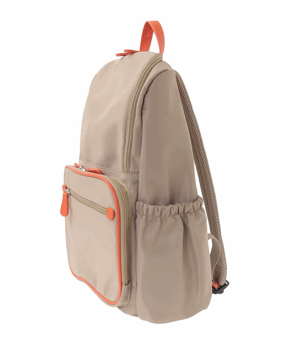 BKRGD96170 MK MICHEL KLEIN BAG(MK ミッシェルクラン バッグ) [撥水/A4収納可]多機能ポケットパイピングデザインリュック ベージュ×オレンジ