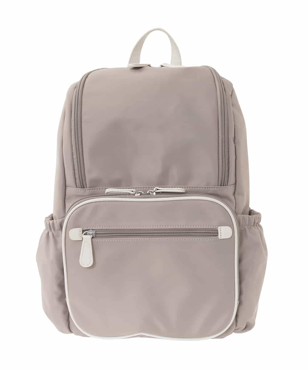 BKRGD96170 MK MICHEL KLEIN BAG(MK ミッシェルクラン バッグ) [撥水/A4収納可]多機能ポケットパイピングデザインリュック グレージュ×オフホワイト