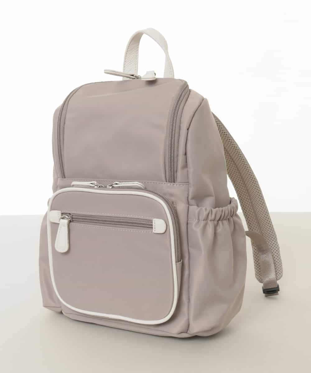 BKRGD97160 MK MICHEL KLEIN BAG(MK ミッシェルクラン バッグ) [撥水/500g以下]多機能ポケットパイピングコンパクトリュック グレージュ×オフホワイト