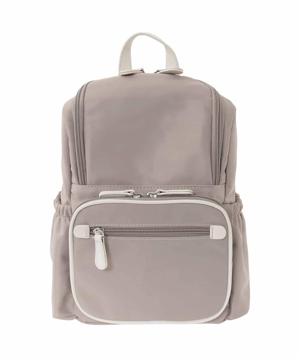 BKRGD97160 MK MICHEL KLEIN BAG(MK ミッシェルクラン バッグ) [撥水/500g以下]多機能ポケットパイピングコンパクトリュック グレージュ×オフホワイト