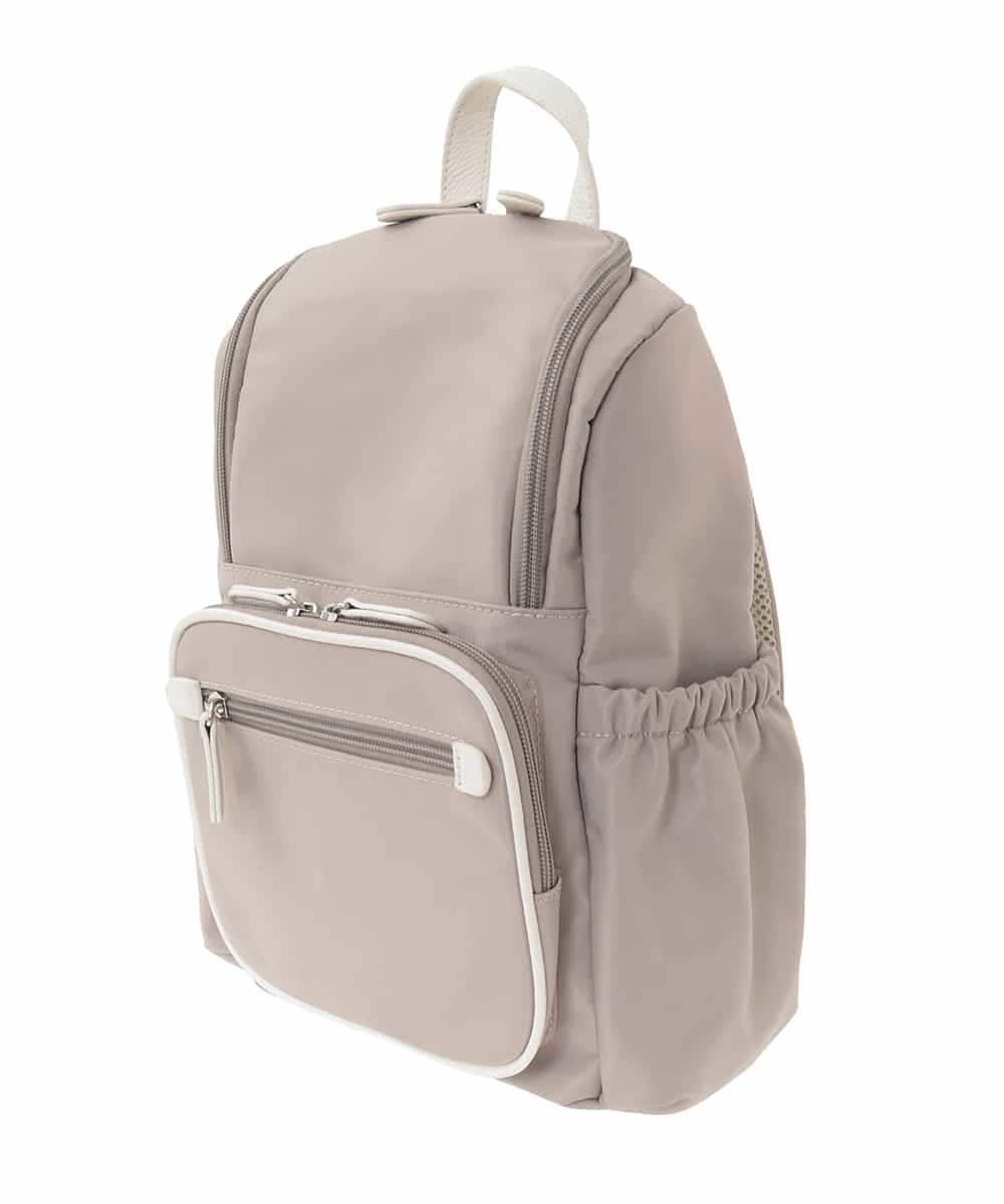 BKRGD97160 MK MICHEL KLEIN BAG(MK ミッシェルクラン バッグ) [撥水/500g以下]多機能ポケットパイピングコンパクトリュック グレージュ×オフホワイト