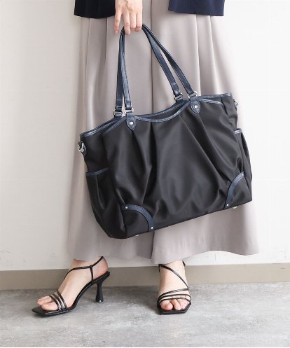 BKRGD98220 MK MICHEL KLEIN BAG [2WAY/撥水/A4収納可]レザージョイントタックデザイントートバッグ