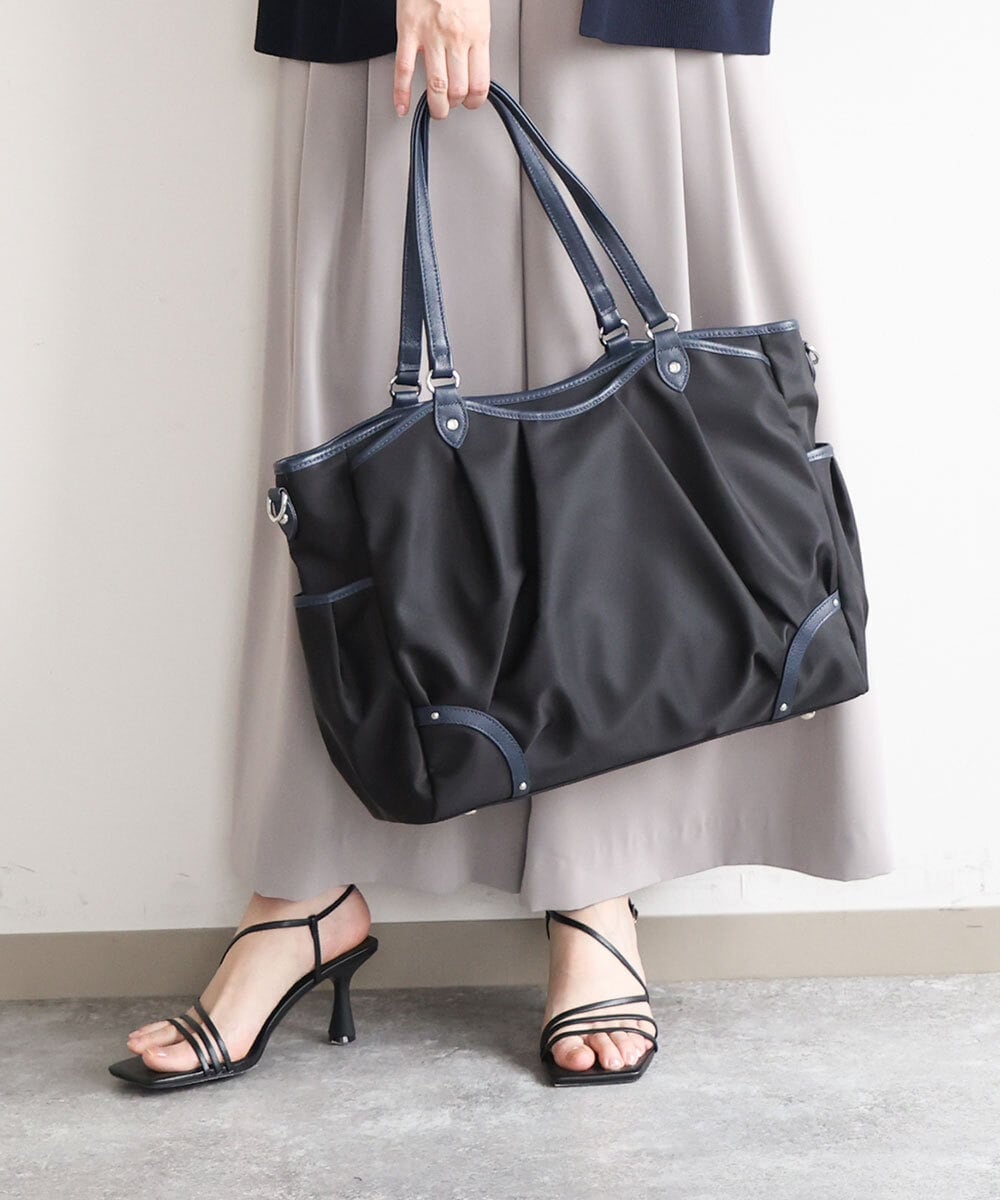 BKRGD98220 MK MICHEL KLEIN BAG [2WAY/撥水/A4収納可]レザージョイントタックデザイントートバッグ