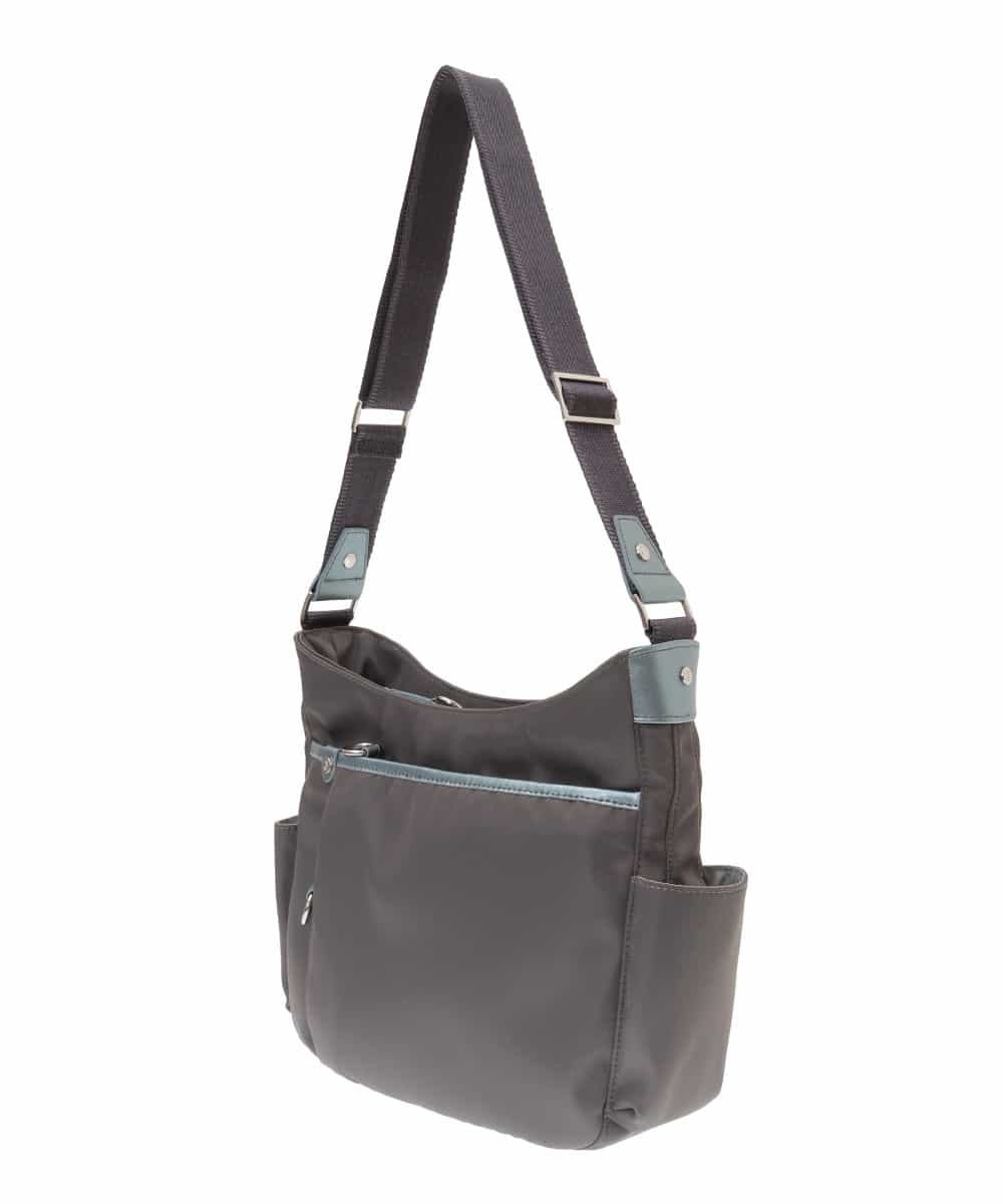 BKRGJ94120 MK MICHEL KLEIN BAG(MK ミッシェルクラン バッグ) 【撥水】ナイロンショルダーバッグ グレー×グリーン