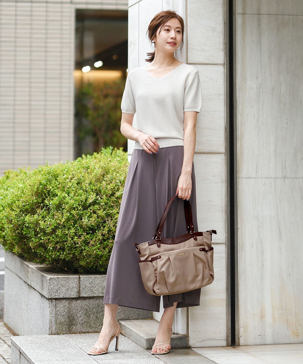 BKRGV31180 MK MICHEL KLEIN BAG(MK ミッシェルクラン バッグ) [2WAY/撥水加工]レザーポイントナイロントートバッグ ベージュ