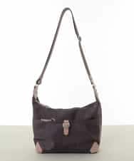 BKRGV81130 MK MICHEL KLEIN BAG(MK ミッシェルクラン バッグ) [撥水/500g以下の軽量]レザーポイントナイロンショルダーバッグ ブラウン×ピンク