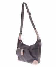 BKRGV81130 MK MICHEL KLEIN BAG(MK ミッシェルクラン バッグ) [撥水/500g以下の軽量]レザーポイントナイロンショルダーバッグ ブラウン×ピンク