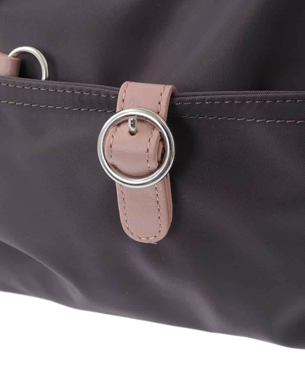 BKRGV81130 MK MICHEL KLEIN BAG(MK ミッシェルクラン バッグ) [撥水/500g以下の軽量]レザーポイントナイロンショルダーバッグ ブラウン×ピンク