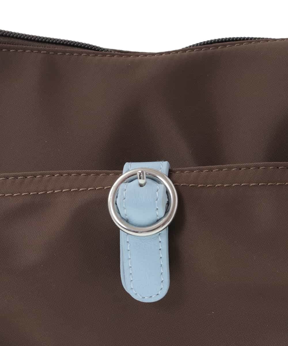 BKRGV81130 MK MICHEL KLEIN BAG(MK ミッシェルクラン バッグ) [撥水/500g以下の軽量]レザーポイントナイロンショルダーバッグ ブラウン×ピンク