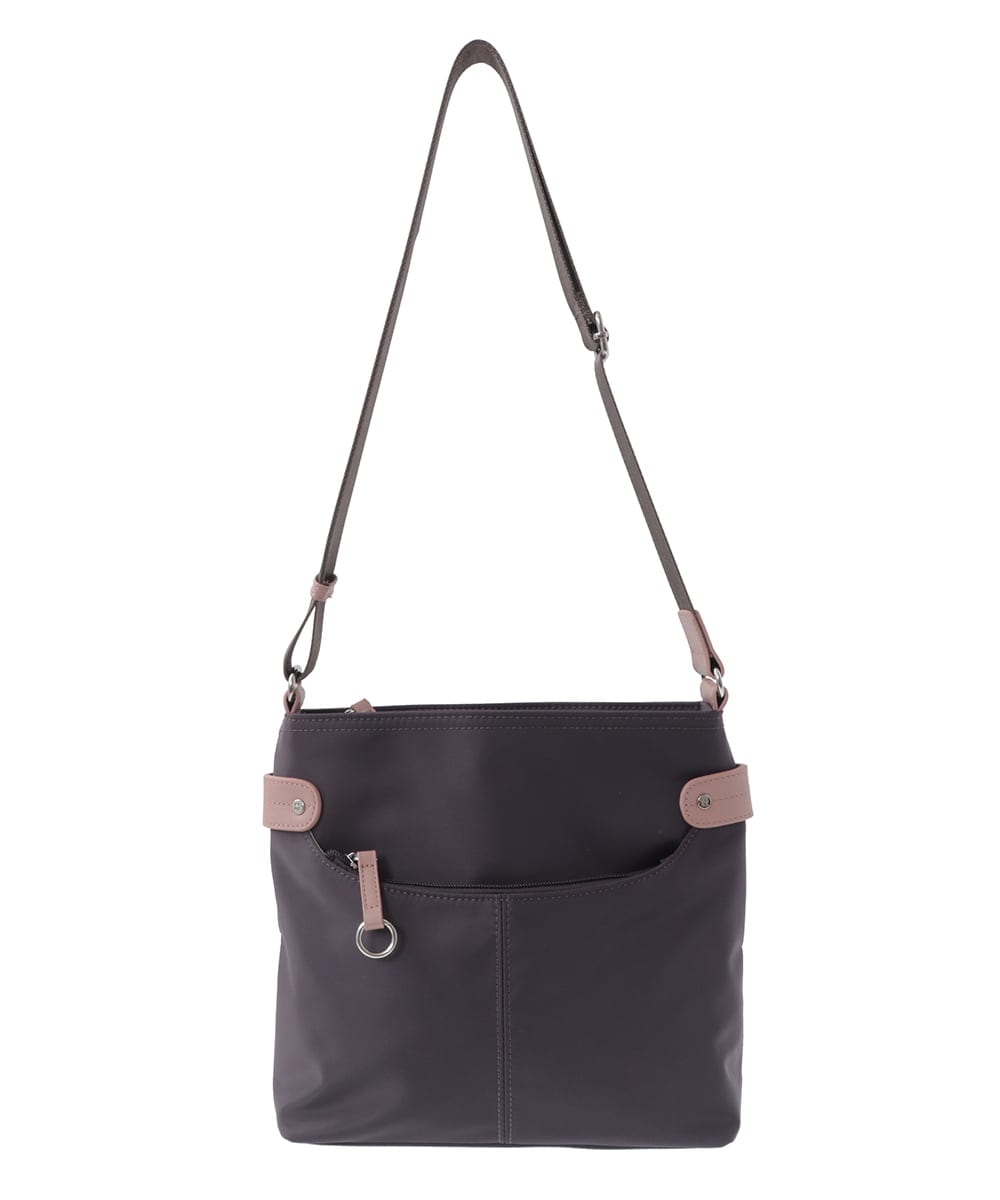 BKRGV90140 MK MICHEL KLEIN BAG(MK ミッシェルクラン バッグ) [撥水/500g以下の軽量]アクセントレザースクエアショルダーバッグ ブラウン×ライトブルー