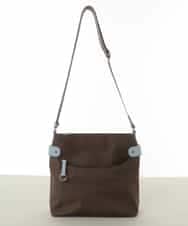 BKRGV90140 MK MICHEL KLEIN BAG(MK ミッシェルクラン バッグ) [撥水/500g以下の軽量]アクセントレザースクエアショルダーバッグ ブラウン×ライトブルー