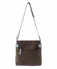 BKRGV90140 MK MICHEL KLEIN BAG(MK ミッシェルクラン バッグ) [撥水/500g以下の軽量]アクセントレザースクエアショルダーバッグ ブラウン×ライトブルー