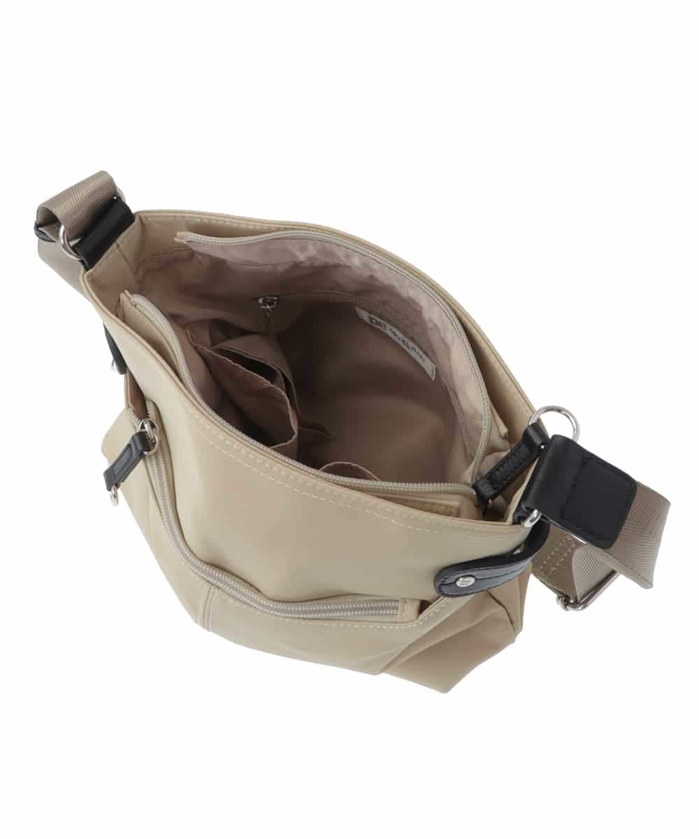 BKRGV90140 MK MICHEL KLEIN BAG(MK ミッシェルクラン バッグ) [撥水/500g以下の軽量]アクセントレザースクエアショルダーバッグ ブラウン×ライトブルー