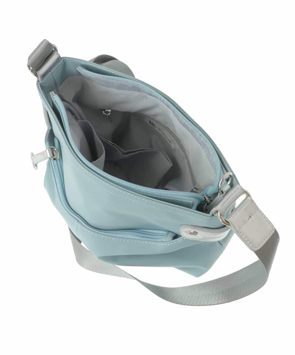 BKRGV90140 MK MICHEL KLEIN BAG(MK ミッシェルクラン バッグ) [撥水/500g以下の軽量]アクセントレザースクエアショルダーバッグ ブラウン×ライトブルー