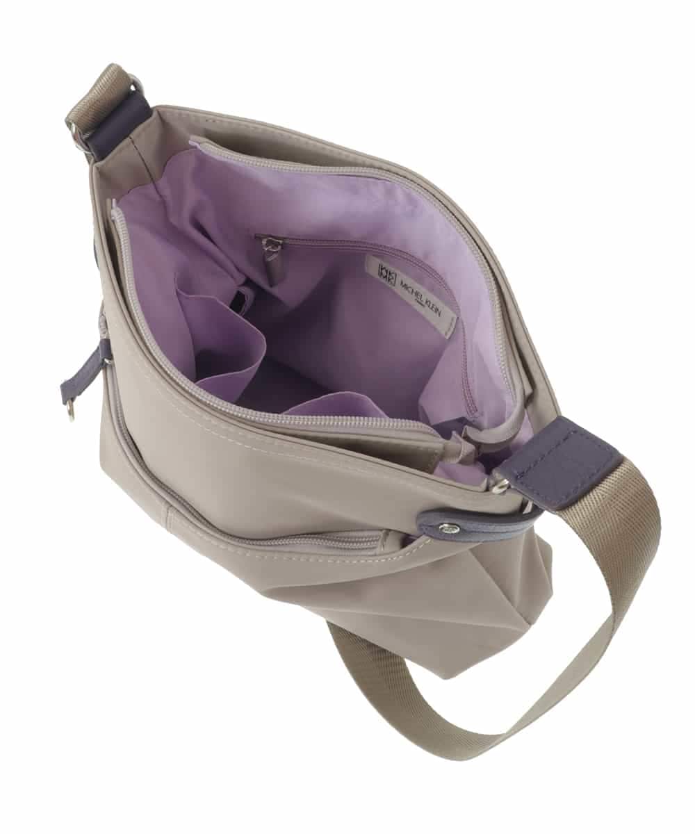 BKRGV90140 MK MICHEL KLEIN BAG(MK ミッシェルクラン バッグ) [撥水/500g以下の軽量]アクセントレザースクエアショルダーバッグ ブラウン×ライトブルー