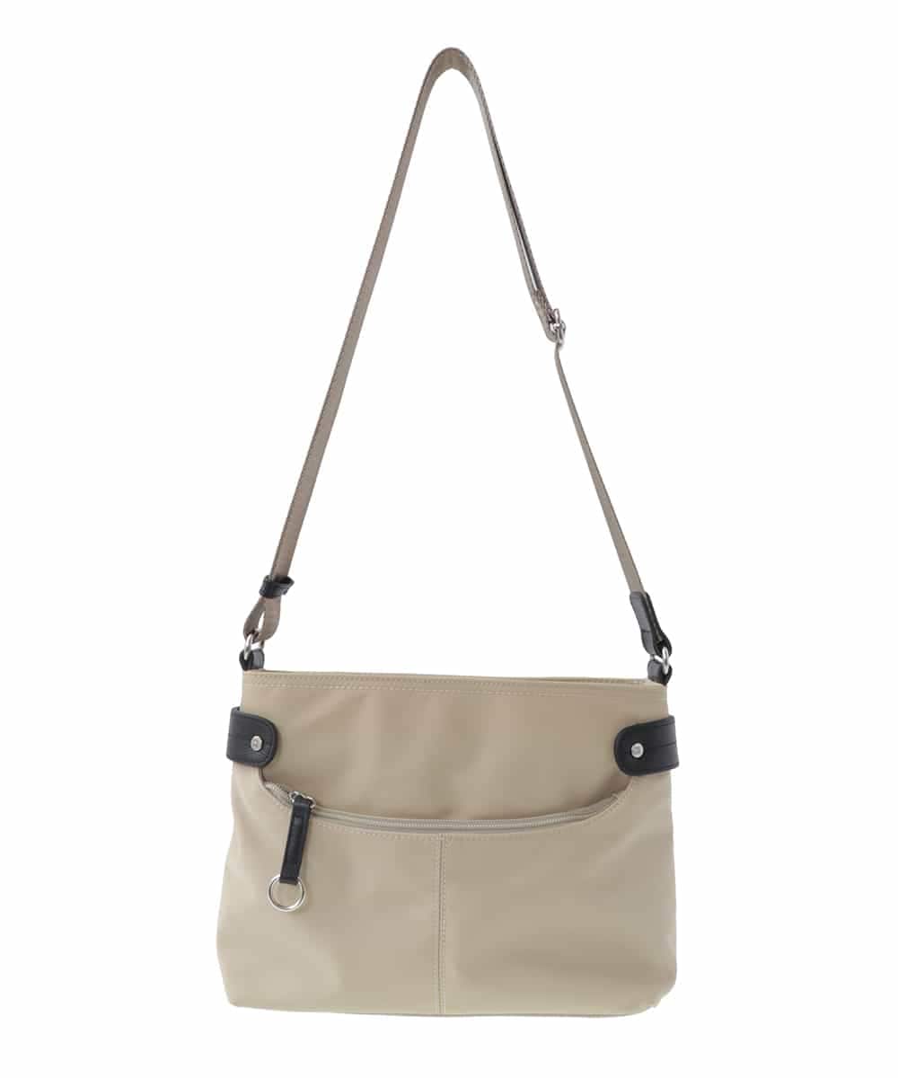 BKRGV91135 MK MICHEL KLEIN BAG(MK ミッシェルクラン バッグ) [撥水/500g以下の軽量]アクセントレザーコンパクトショルダーバッグ ベージュ×ブラック