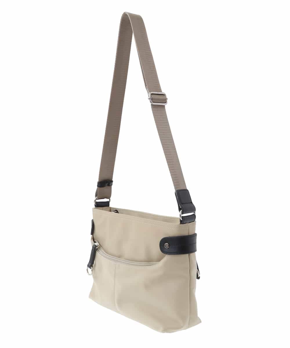 BKRGV91135 MK MICHEL KLEIN BAG(MK ミッシェルクラン バッグ) [撥水/500g以下の軽量]アクセントレザーコンパクトショルダーバッグ ベージュ×ブラック