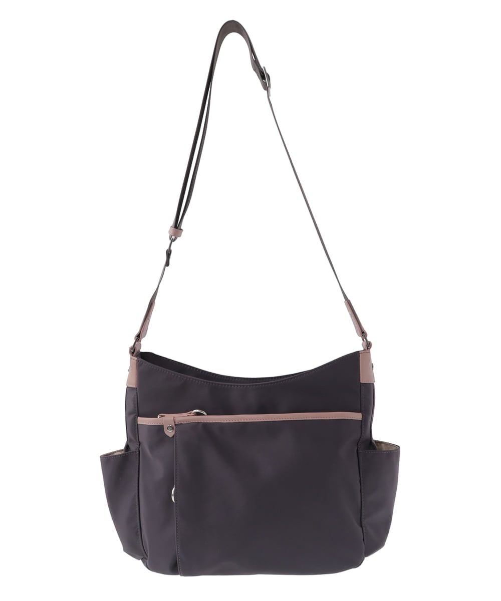 BKRGV94150 MK MICHEL KLEIN BAG(MK ミッシェルクラン バッグ) [撥水/500g以下の軽量]アクセントレザーショルダーバッグ ブラウン×ライトブルー