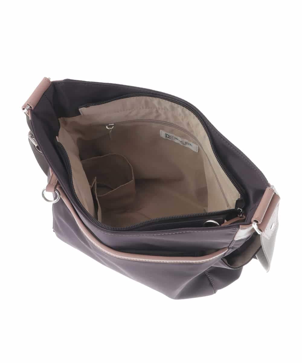 BKRGV94150 MK MICHEL KLEIN BAG(MK ミッシェルクラン バッグ) [撥水/500g以下の軽量]アクセントレザーショルダーバッグ ブラウン×ライトブルー