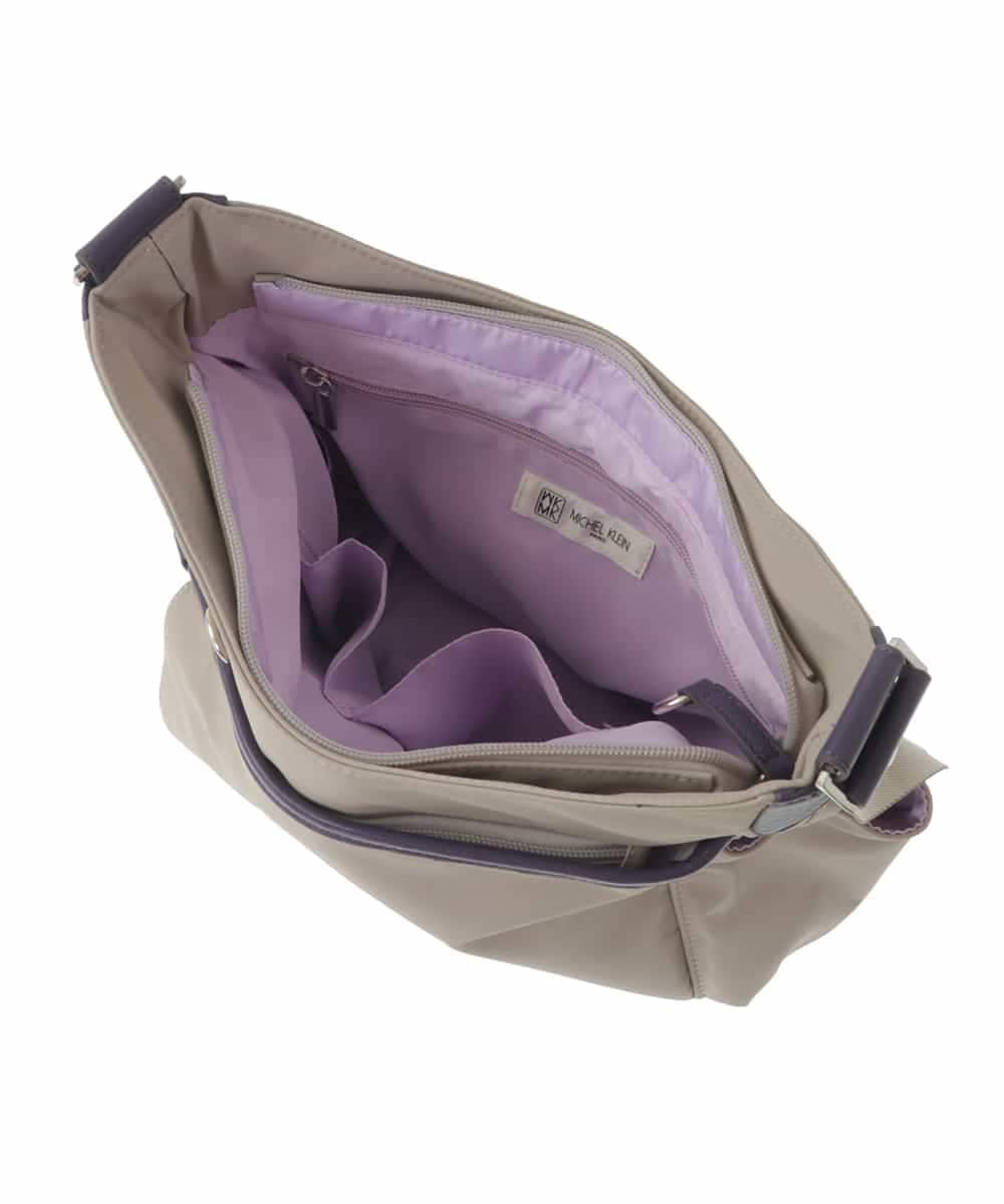 BKRGV94150 MK MICHEL KLEIN BAG(MK ミッシェルクラン バッグ) [撥水/500g以下の軽量]アクセントレザーショルダーバッグ ブラウン×ライトブルー
