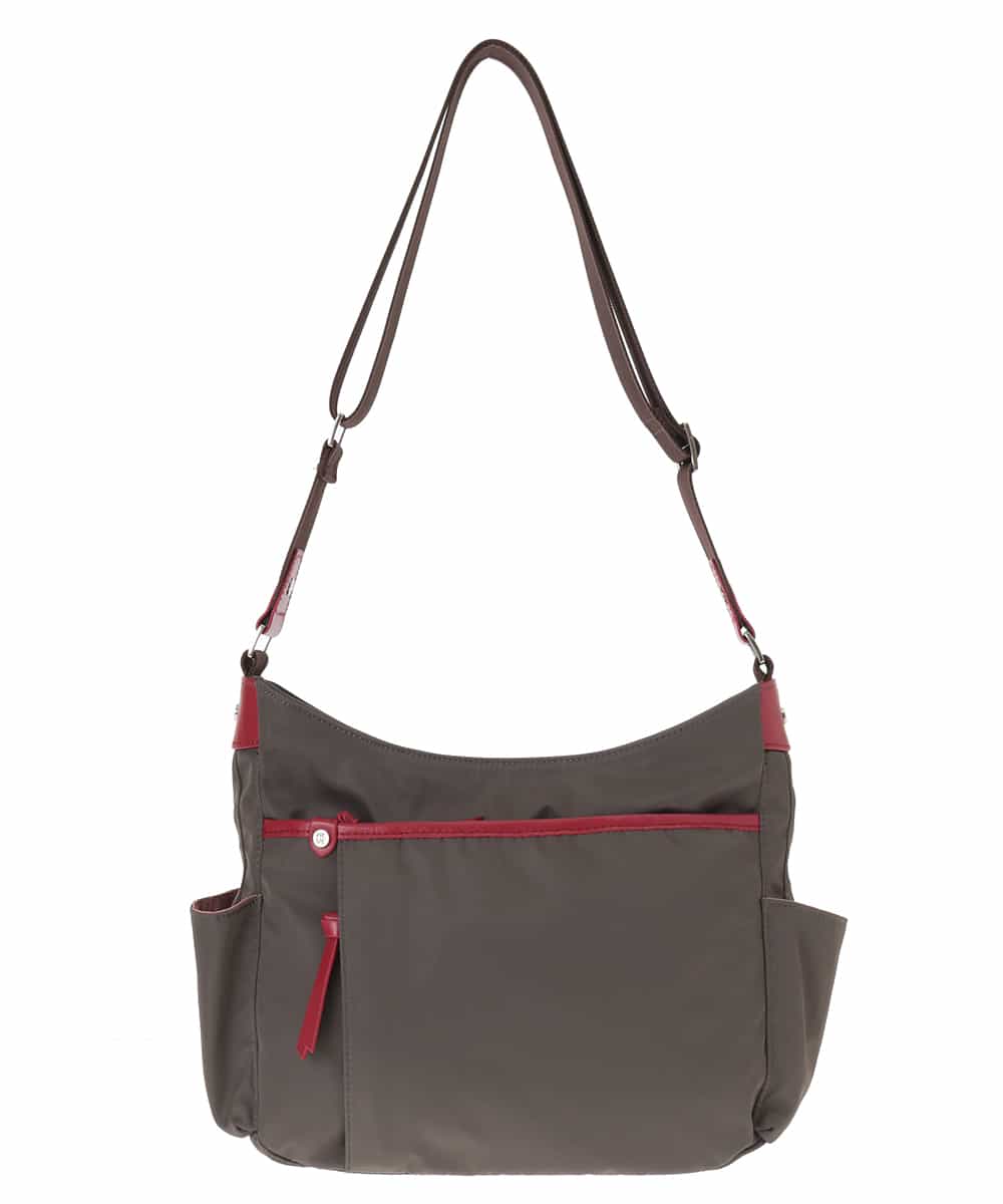 BKRTD94120 MK MICHEL KLEIN BAG(MK ミッシェルクラン バッグ) 【撥水】ナイロンショルダーバッグ レッドxブラウン