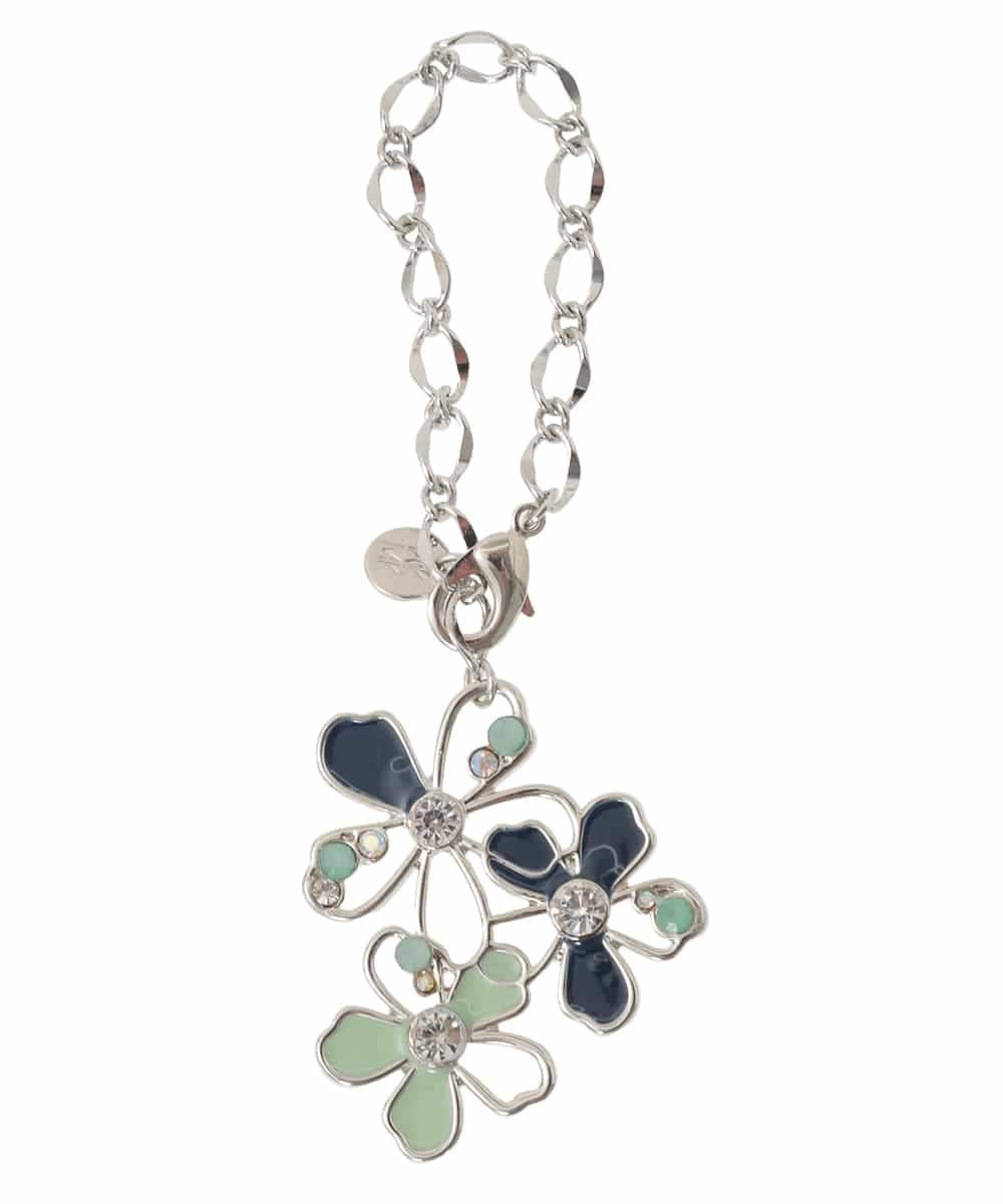 BKSAJ01038 MK MICHEL KLEIN BAG(MK ミッシェルクラン バッグ) 配色フラワーモチーフチャーム ネイビー