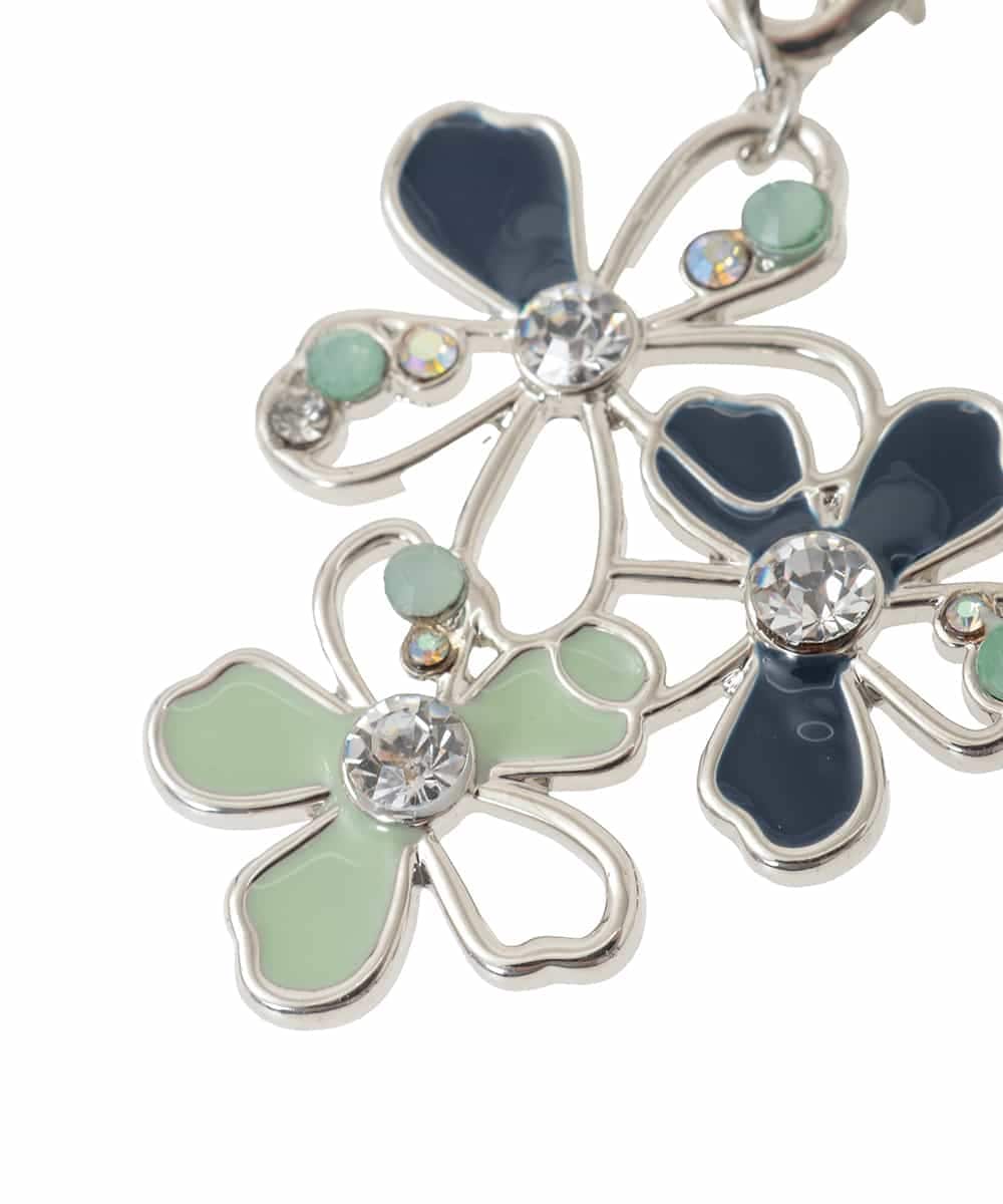 BKSAJ01038 MK MICHEL KLEIN BAG(MK ミッシェルクラン バッグ) 配色フラワーモチーフチャーム ネイビー