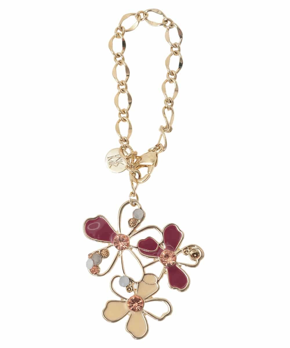 BKSAJ01038 MK MICHEL KLEIN BAG(MK ミッシェルクラン バッグ) 配色フラワーモチーフチャーム パープル