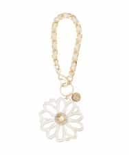 BKSGD06040 MK MICHEL KLEIN BAG(MK ミッシェルクラン バッグ) BIGフラワーチェーンリボンチャーム ホワイト