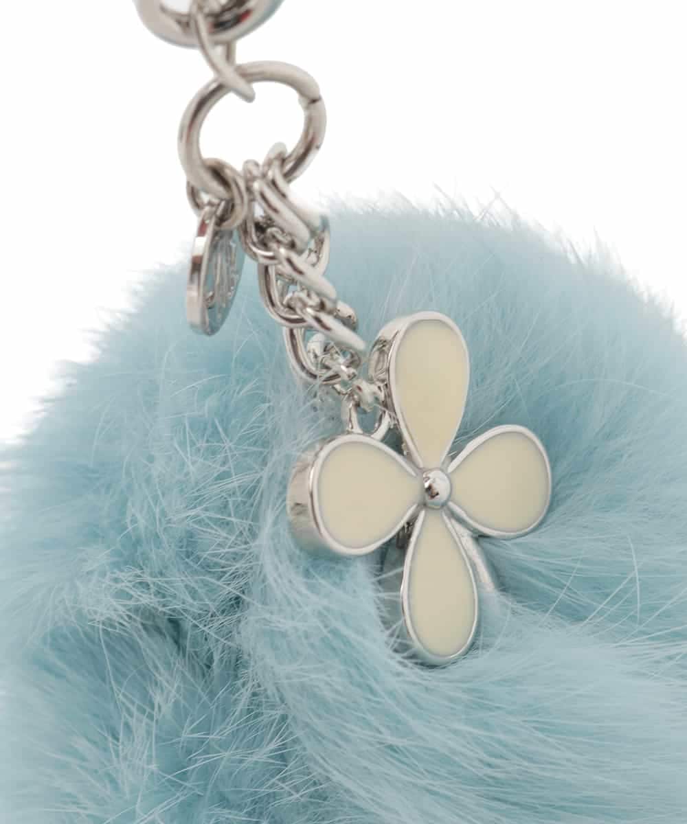 BKSJV04028 MK MICHEL KLEIN BAG(MK ミッシェルクラン バッグ) クローバー×ファーデザインチャーム ライトブルー