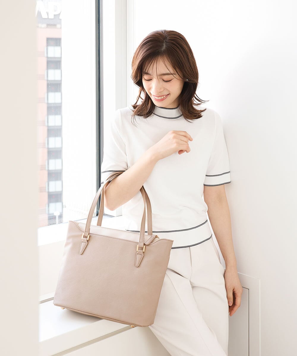 BPBAA12150 MK MICHEL KLEIN BAG(MK ミッシェルクラン バッグ) [2WAY]合成皮革スクエアトートバッグ ベージュ