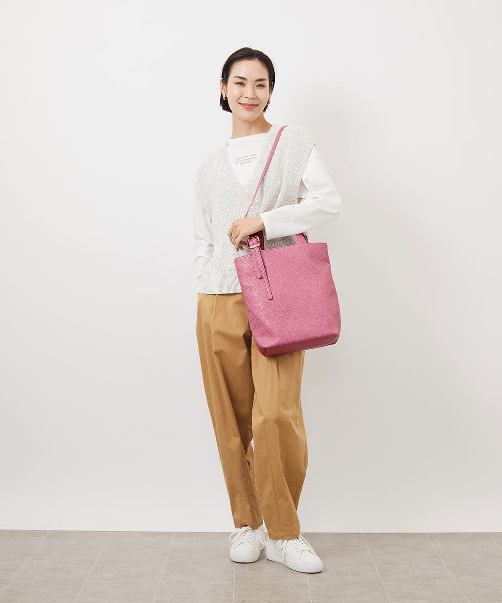 BPBAA25150 MK MICHEL KLEIN BAG(MK ミッシェルクラン バッグ) [2WAY]合成皮革バケットトートバッグ ピンク