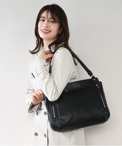 BPBAD11150 MK MICHEL KLEIN BAG [2WAY/A4収納可]ジップデザインスクエアトートバッグ