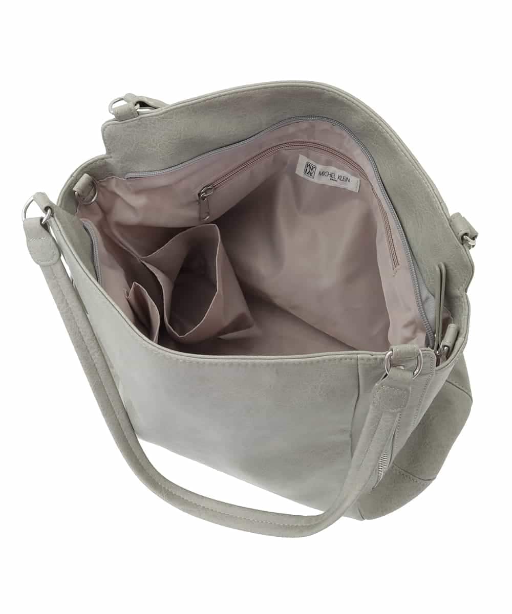 BPBAD11150 MK MICHEL KLEIN BAG(MK ミッシェルクラン バッグ) [2WAY]ジップデザインスクエアトートバッグ ライトグレー