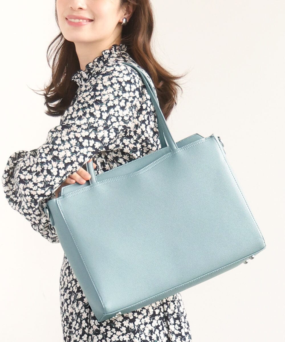 BPBAD13160 MK MICHEL KLEIN BAG(MK ミッシェルクラン バッグ) [2WAY/A4収納]5層構造マイクロファイバートートバッグ ライトブルー