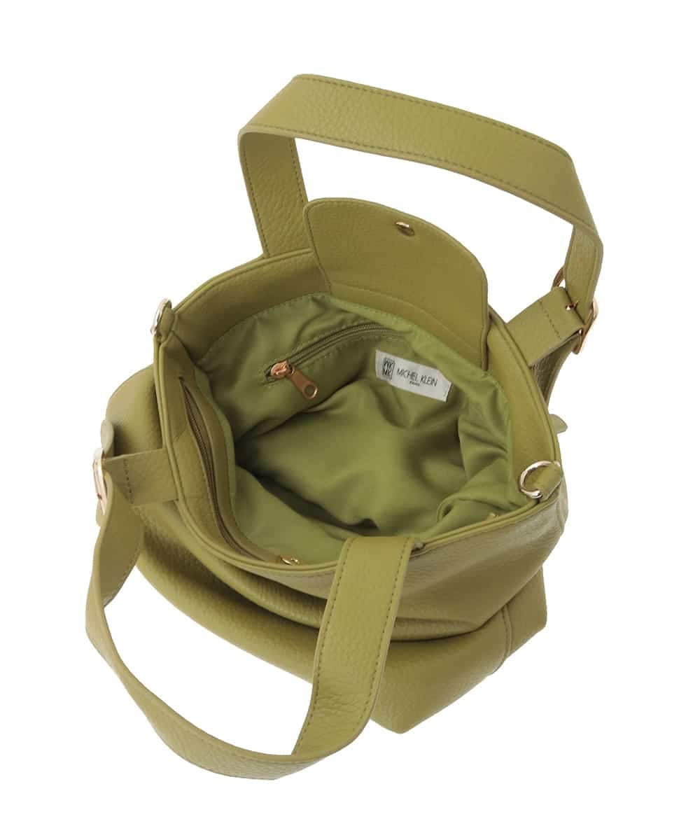 BPBAD25150 MK MICHEL KLEIN BAG(MK ミッシェルクラン バッグ) [2WAY]合成皮革バケットデザイントートバッグ グリーン