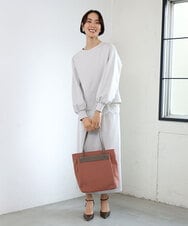 BPBAG21170 MK MICHEL KLEIN BAG(MK ミッシェルクラン バッグ) [A4収納可]異素材ジョイントスクエアトートバッグ カーキ