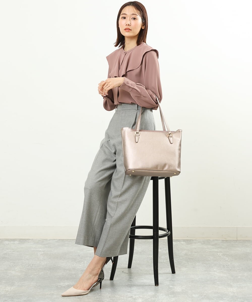 BPBAS22140 MK MICHEL KLEIN BAG(MK ミッシェルクラン バッグ) 【2WAY】フェイクレザートートバッグ メタリックブラウン