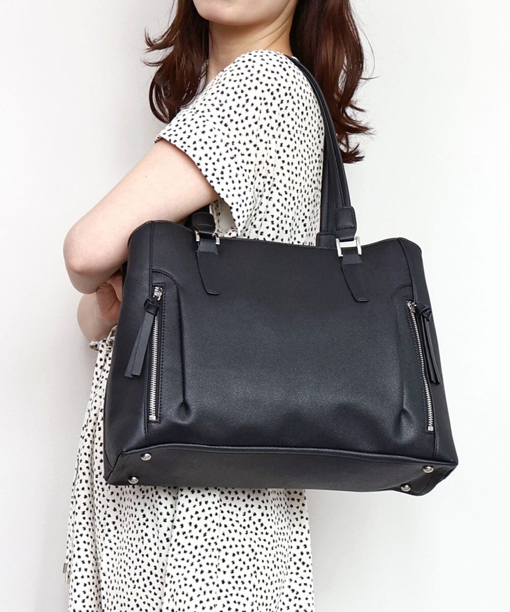 BPBED22170 MK MICHEL KLEIN BAG(MK ミッシェルクラン バッグ) [A4収納可/2WAY]サイドジップデザイントートバッグ ブラック