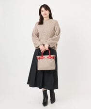 BPBED29170 MK MICHEL KLEIN BAG(MK ミッシェルクラン バッグ) [2WAY/撥水加工]異素材ベルトデザインスクエアバッグ ベージュ×レッド