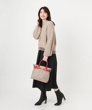 BPBED29170 MK MICHEL KLEIN BAG(MK ミッシェルクラン バッグ) [2WAY/撥水加工]異素材ベルトデザインスクエアバッグ ベージュ×レッド