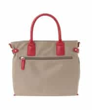 BPBED29170 MK MICHEL KLEIN BAG(MK ミッシェルクラン バッグ) [2WAY/撥水加工]異素材ベルトデザインスクエアバッグ ベージュ×レッド